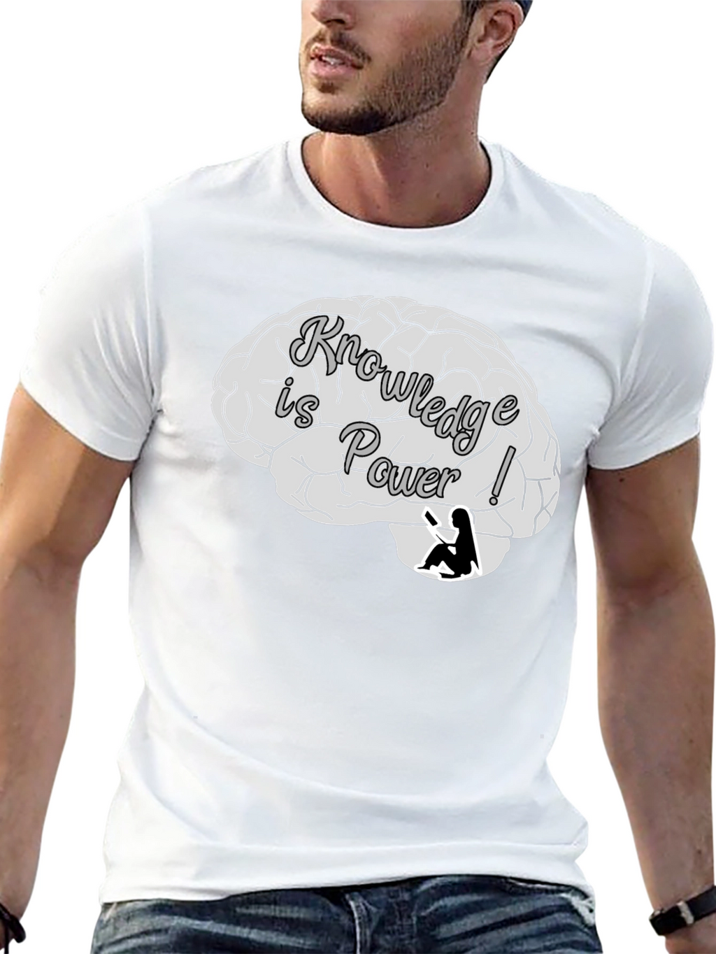 Knowledge is Power Brain Graphic T-Shirt