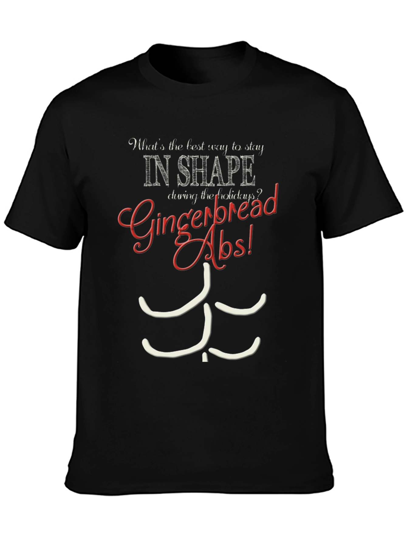 Gingerbread Abs Graphic T-Shirt - Holiday Fitness Humor