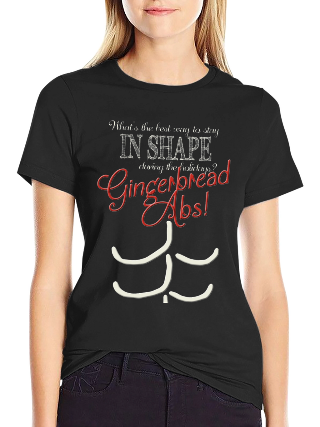 Gingerbread Abs Graphic T-Shirt - Holiday Fitness Humor