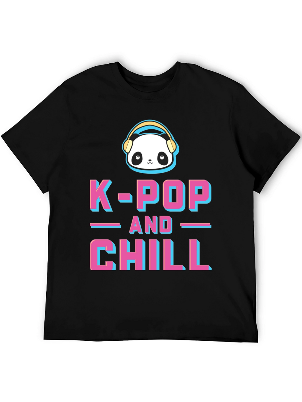 K-Pop and Chill Graphic Tee - Panda with Headphones