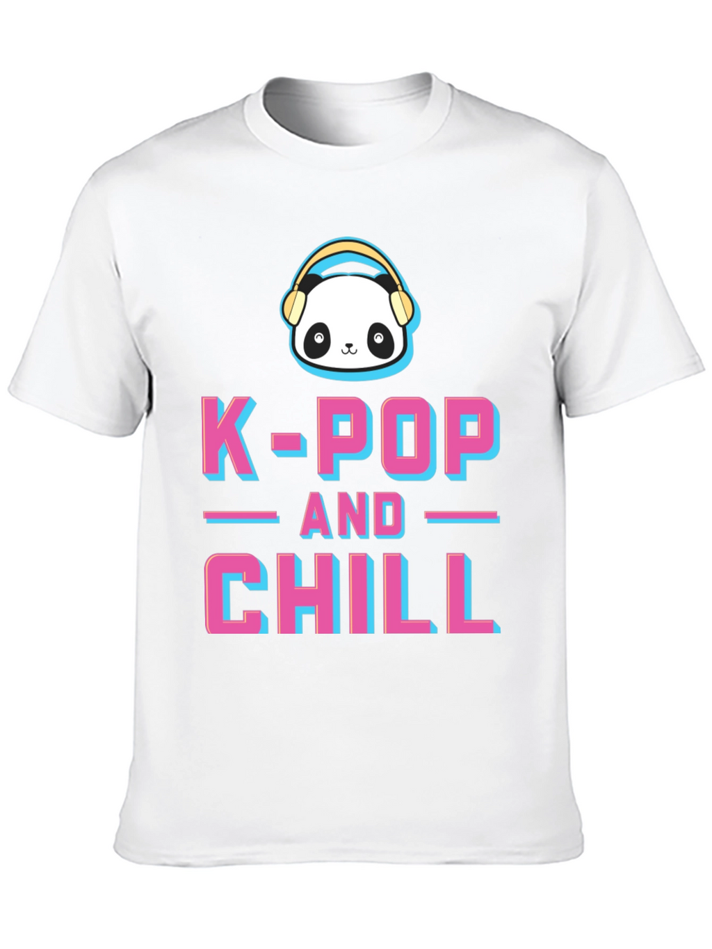 K-Pop and Chill Graphic Tee - Panda with Headphones