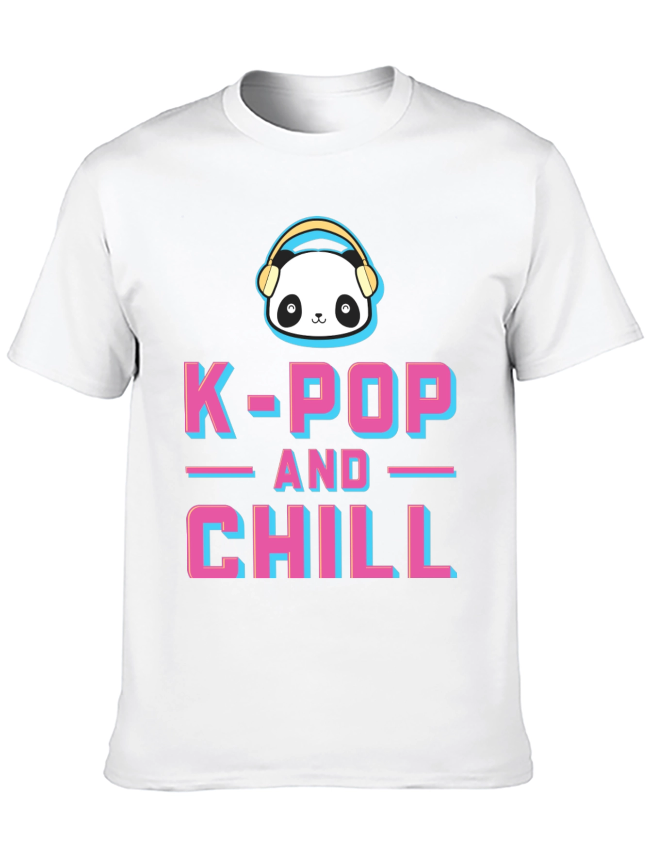 K-Pop and Chill Graphic Tee - Panda with Headphones