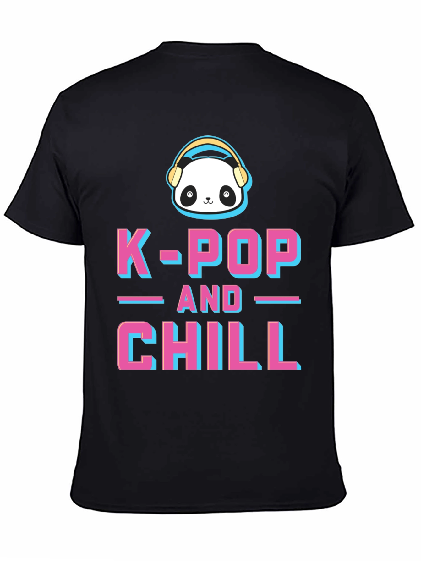 K-Pop and Chill Graphic Tee - Panda with Headphones