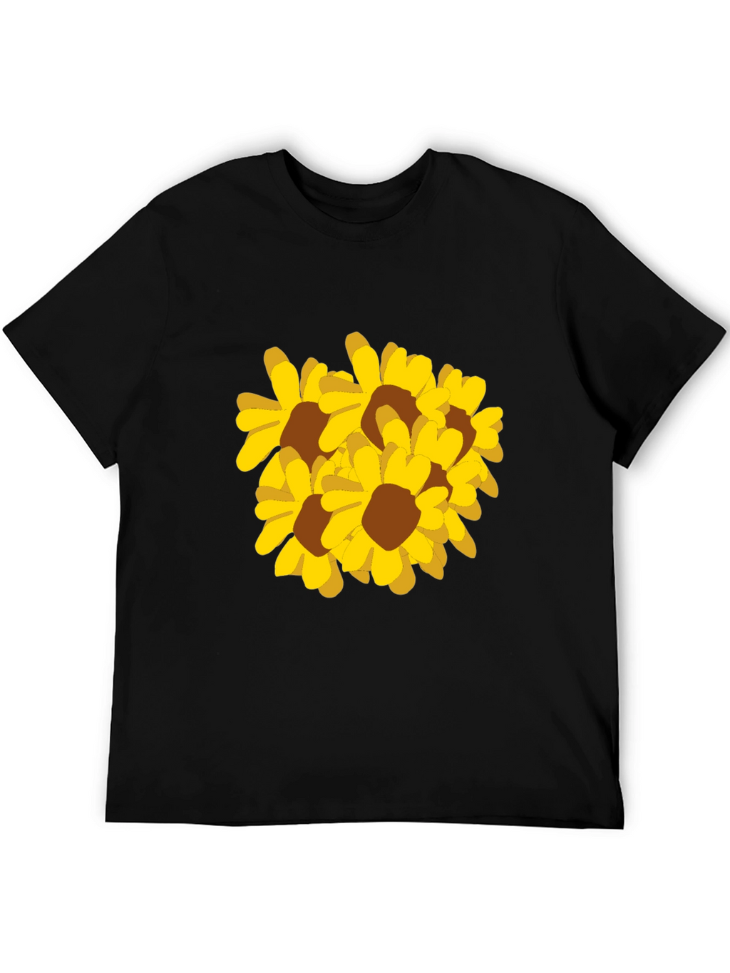 Black T-Shirt with Yellow Sunflower Graphic