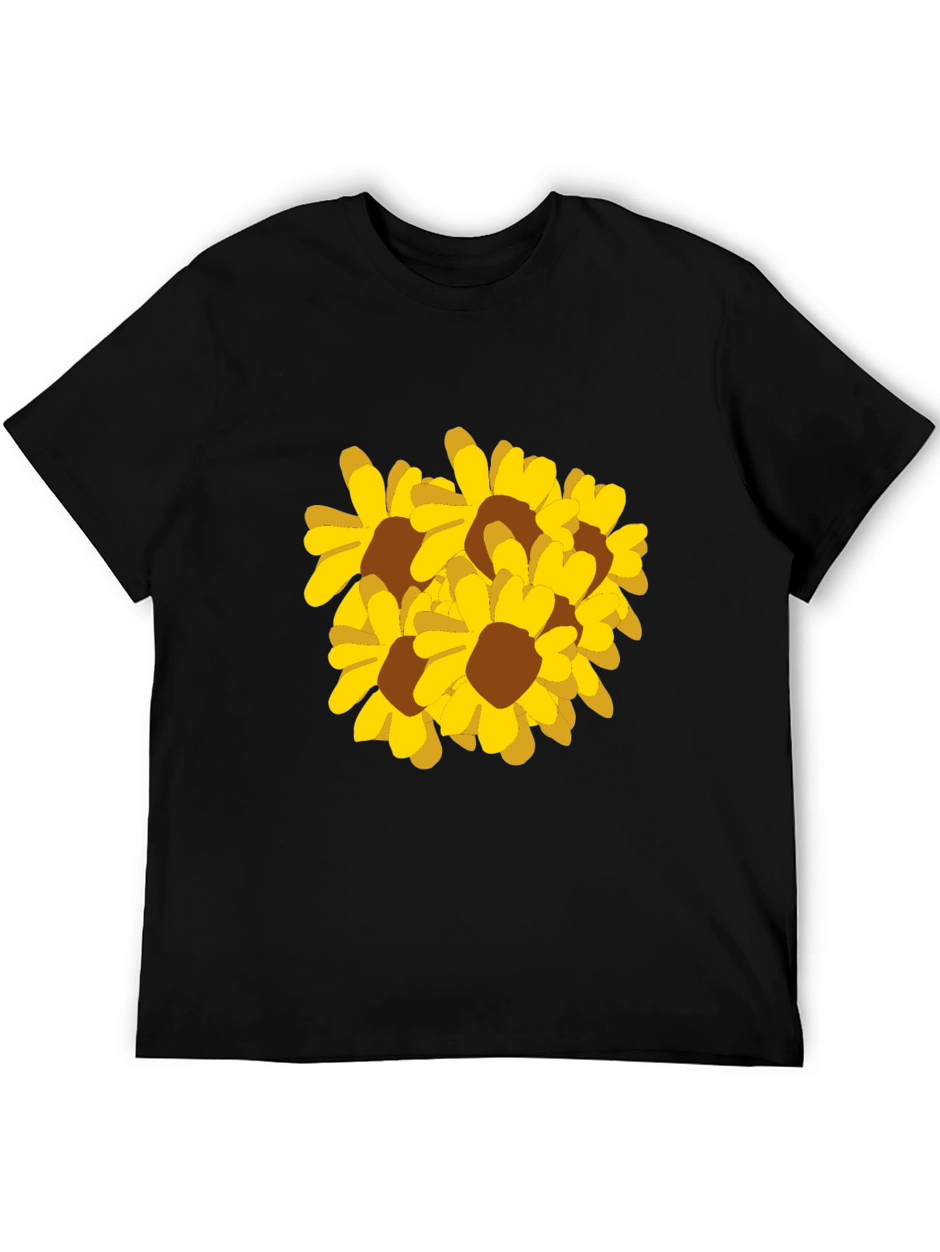 Black T-Shirt with Yellow Sunflower Graphic