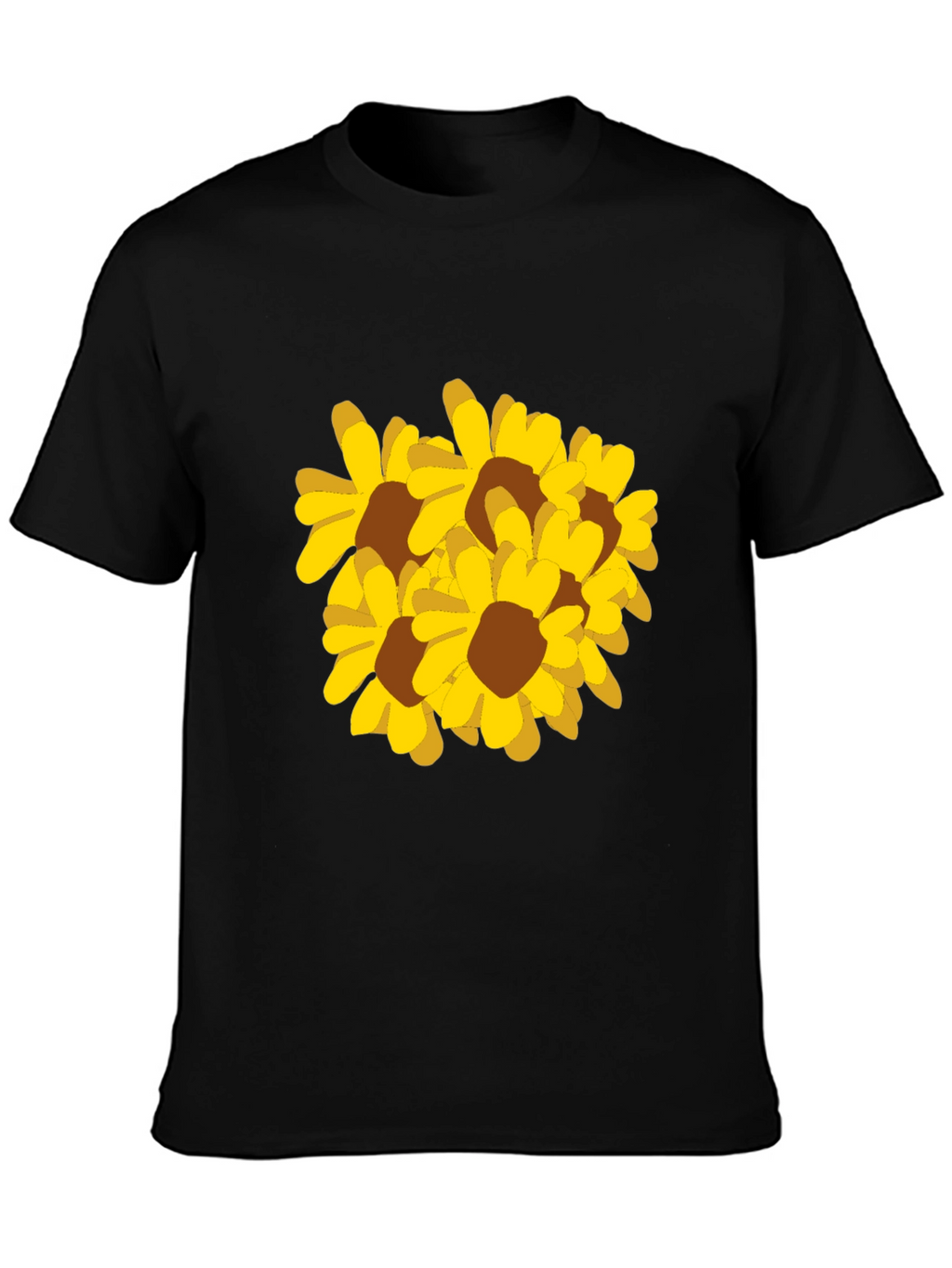 Black T-Shirt with Yellow Sunflower Graphic
