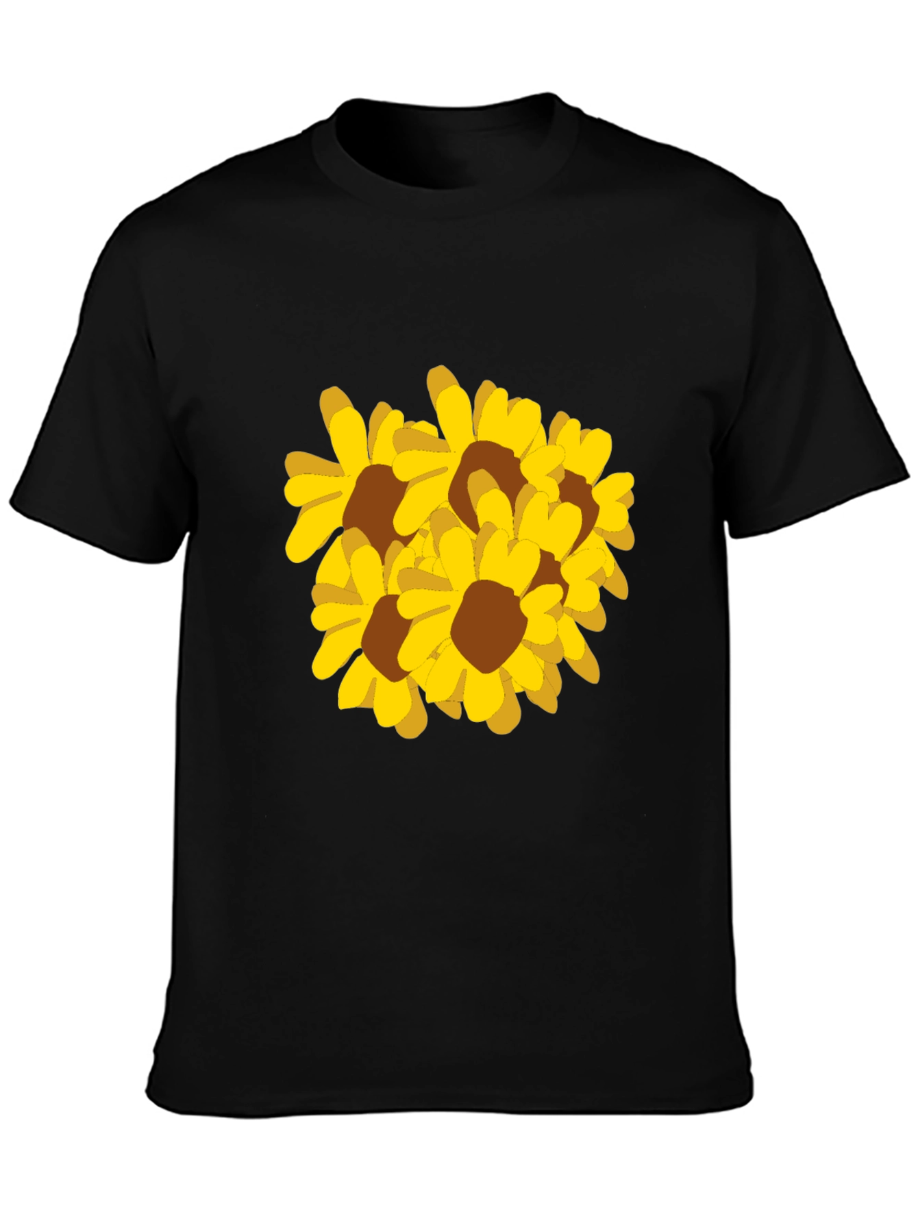 Black T-Shirt with Yellow Sunflower Graphic