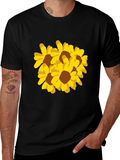 Black T-Shirt with Yellow Sunflower Graphic