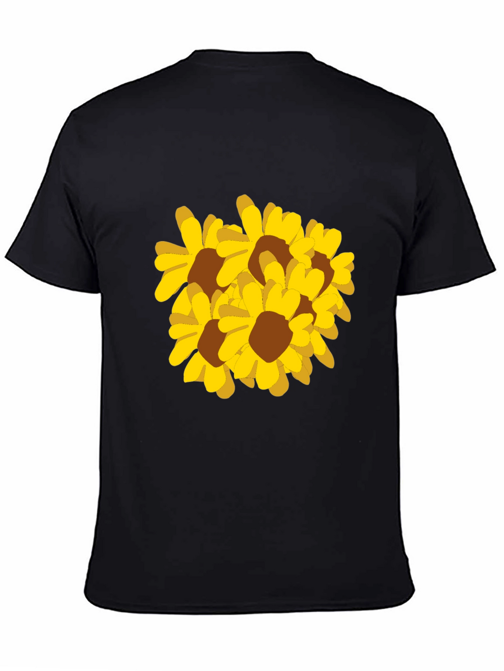 Black T-Shirt with Yellow Sunflower Graphic