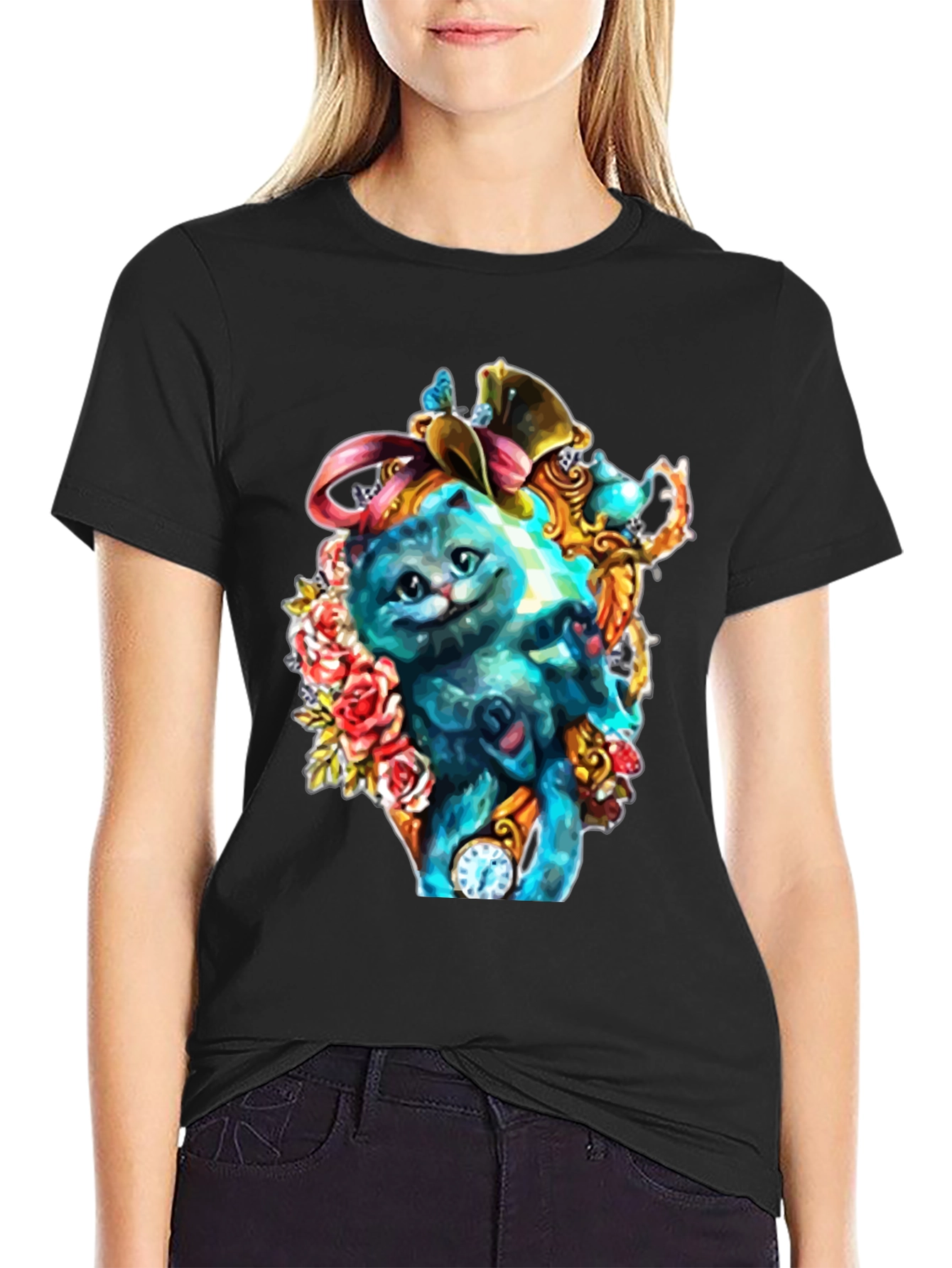 Whimsical Cat Art T-Shirt