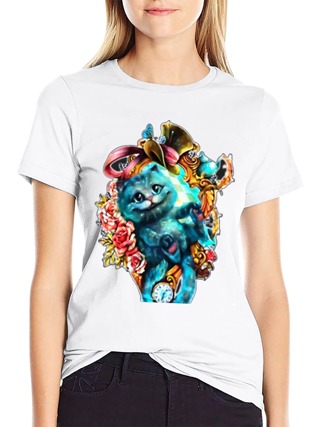 Whimsical Cat Art T-Shirt