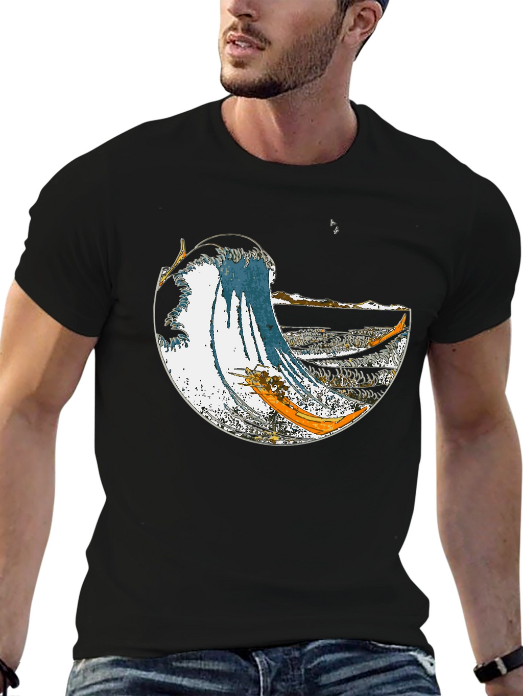Great Wave Graphic Tee - Stylish Cotton Blend