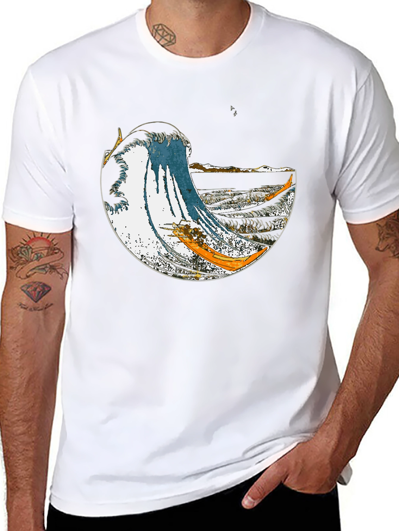 Great Wave Graphic Tee - Stylish Cotton Blend