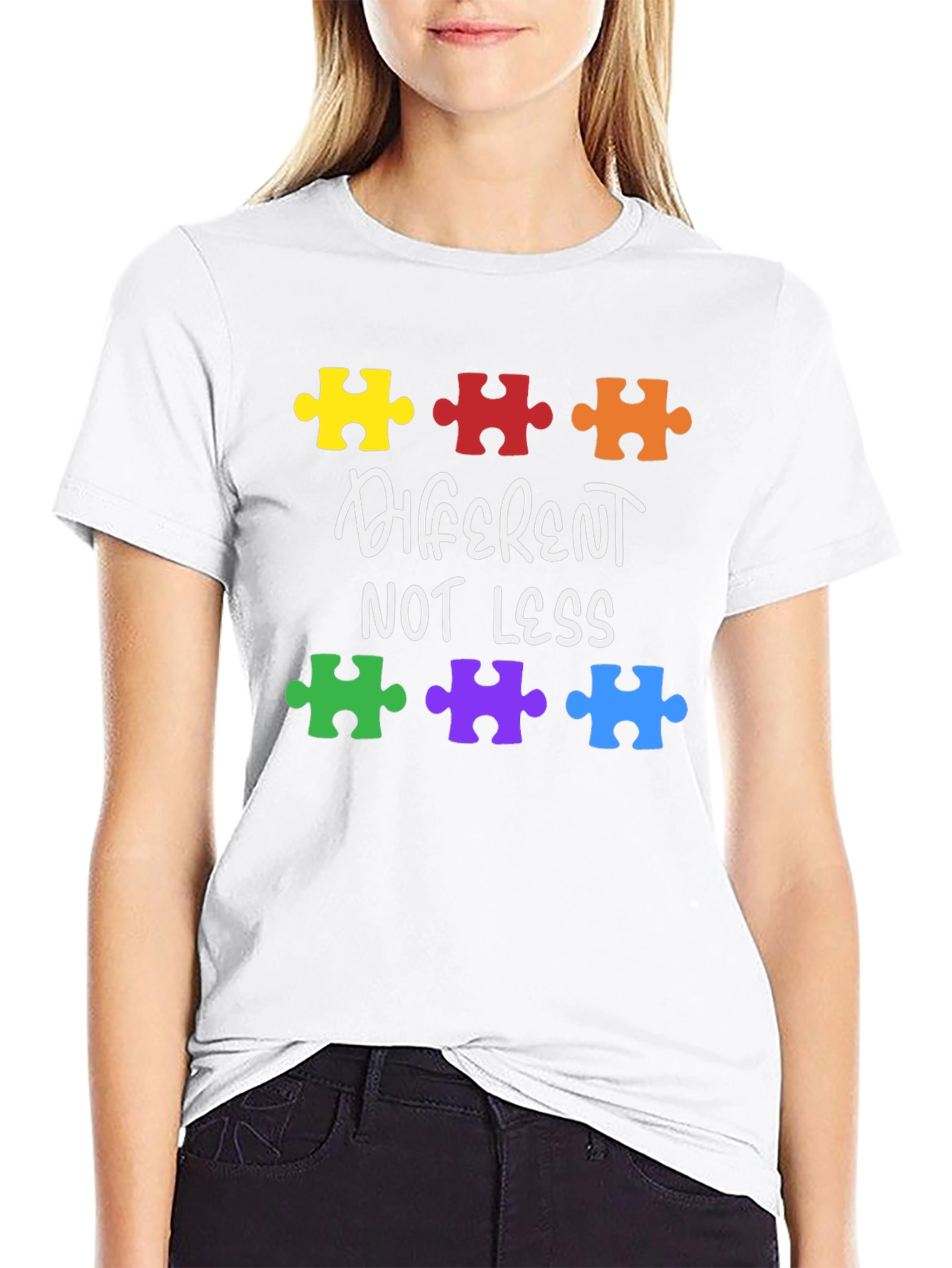 Autism Awareness Puzzle T-Shirt - Different Not Less