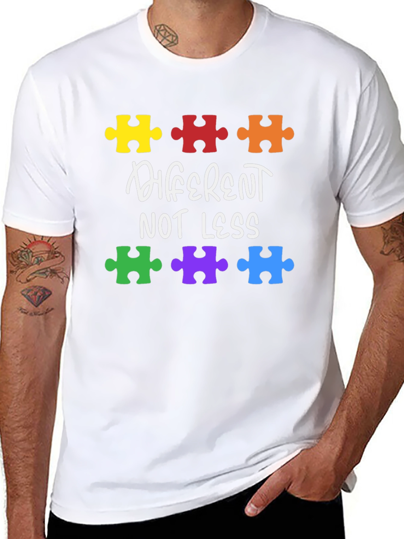 Autism Awareness Puzzle T-Shirt - Different Not Less