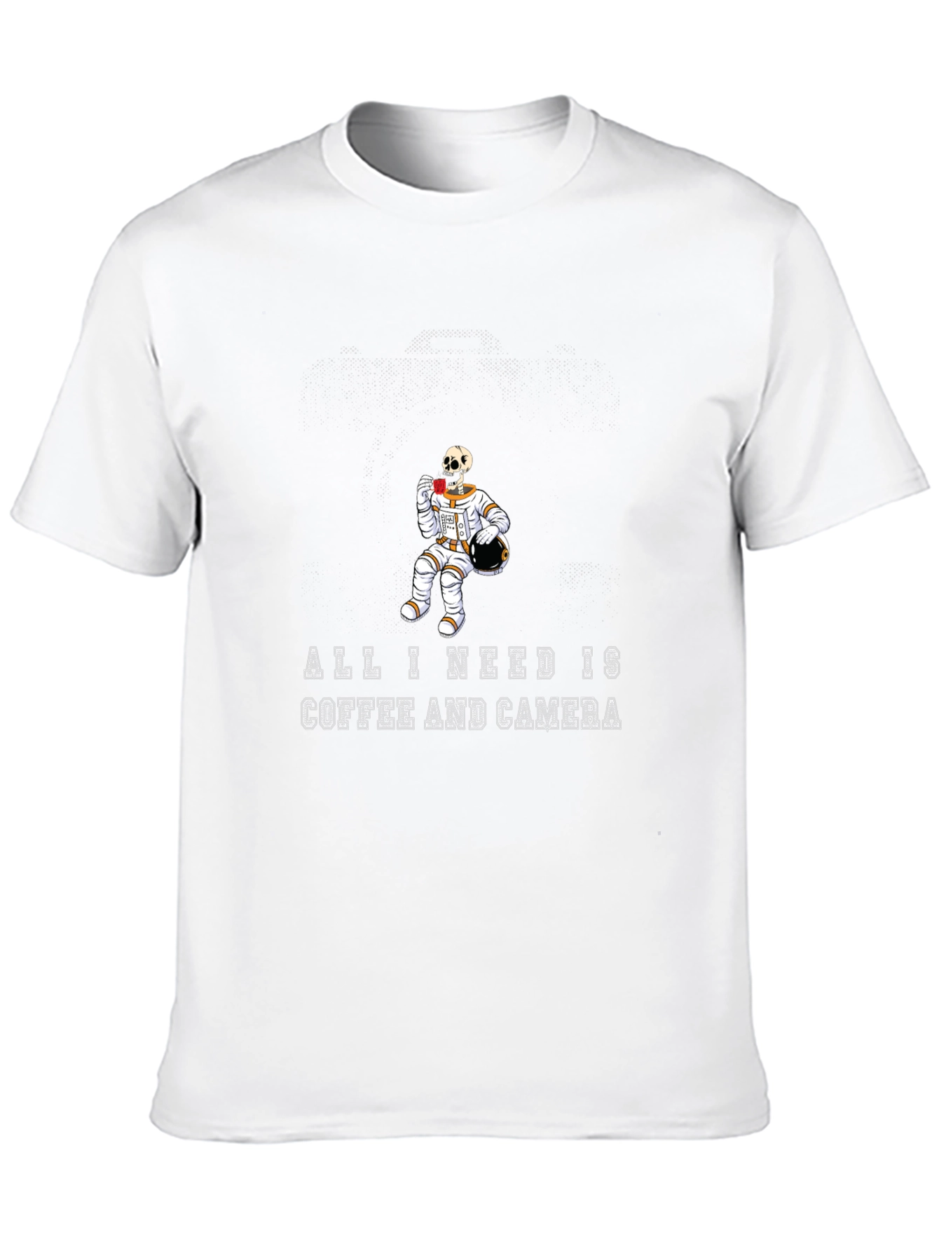 Coffee & Camera Skeleton Astronaut Graphic Tee