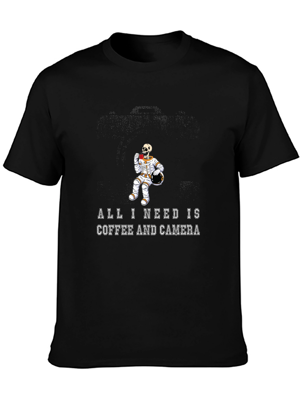 Coffee & Camera Skeleton Astronaut Graphic Tee
