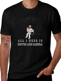 Coffee & Camera Skeleton Astronaut Graphic Tee