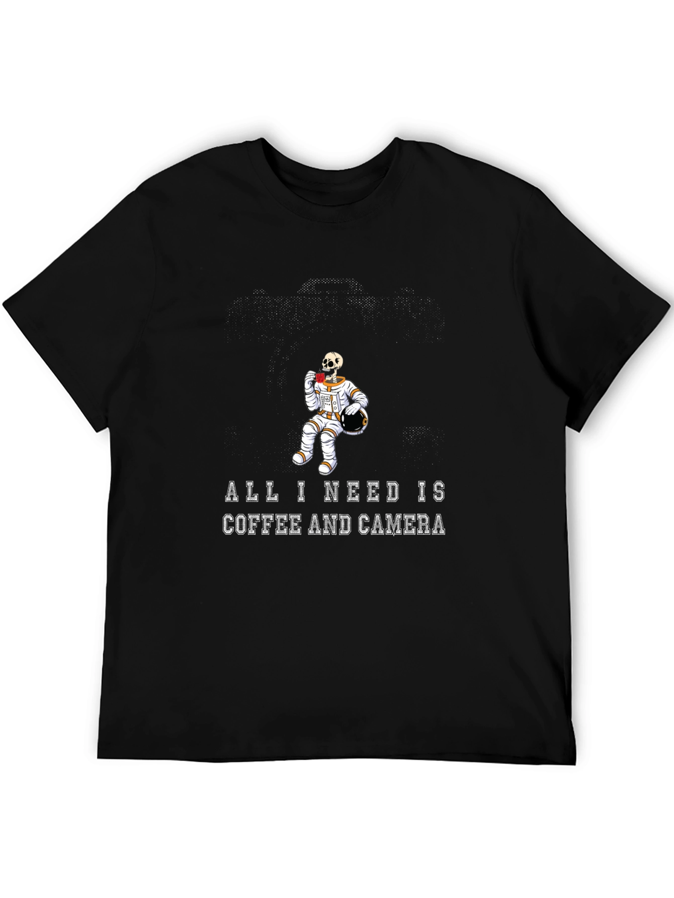 Coffee & Camera Skeleton Astronaut Graphic Tee