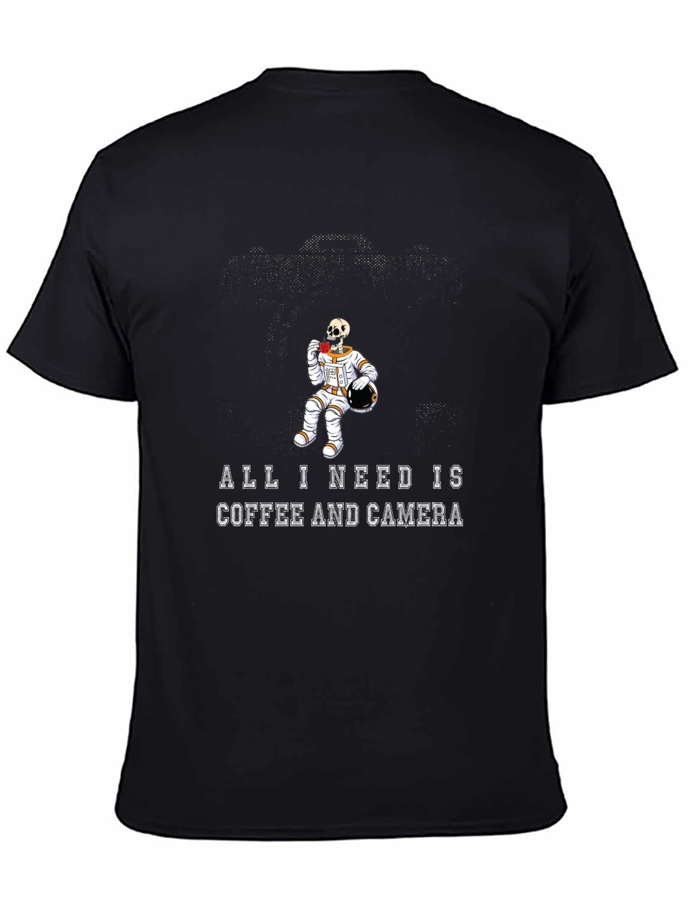 Coffee & Camera Skeleton Astronaut Graphic Tee
