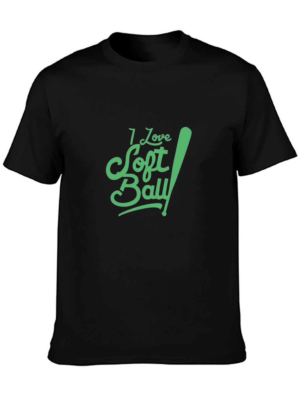 I Love Softball Graphic Tee - Black Cotton T-Shirt