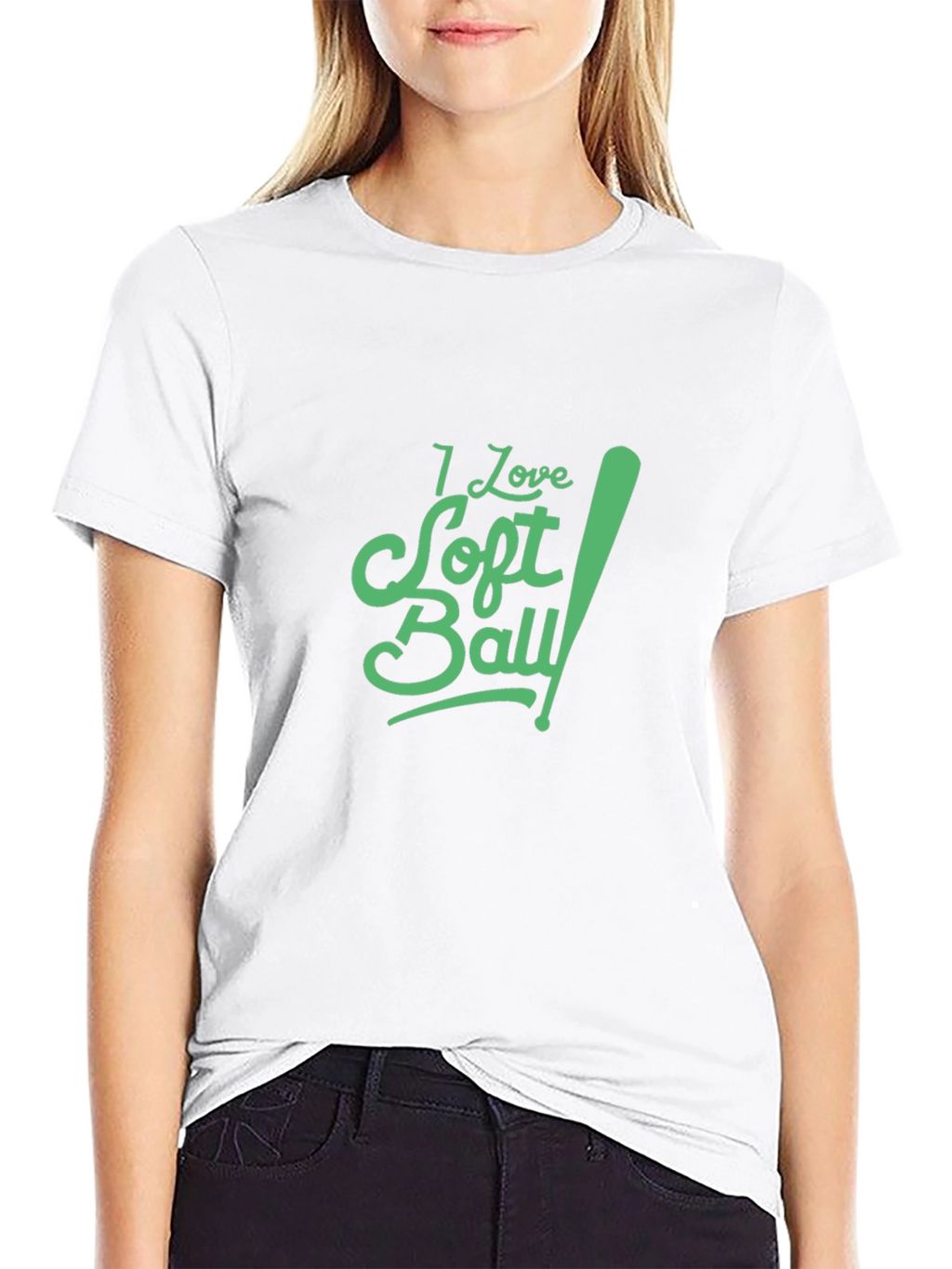 I Love Softball Graphic Tee - Black Cotton T-Shirt
