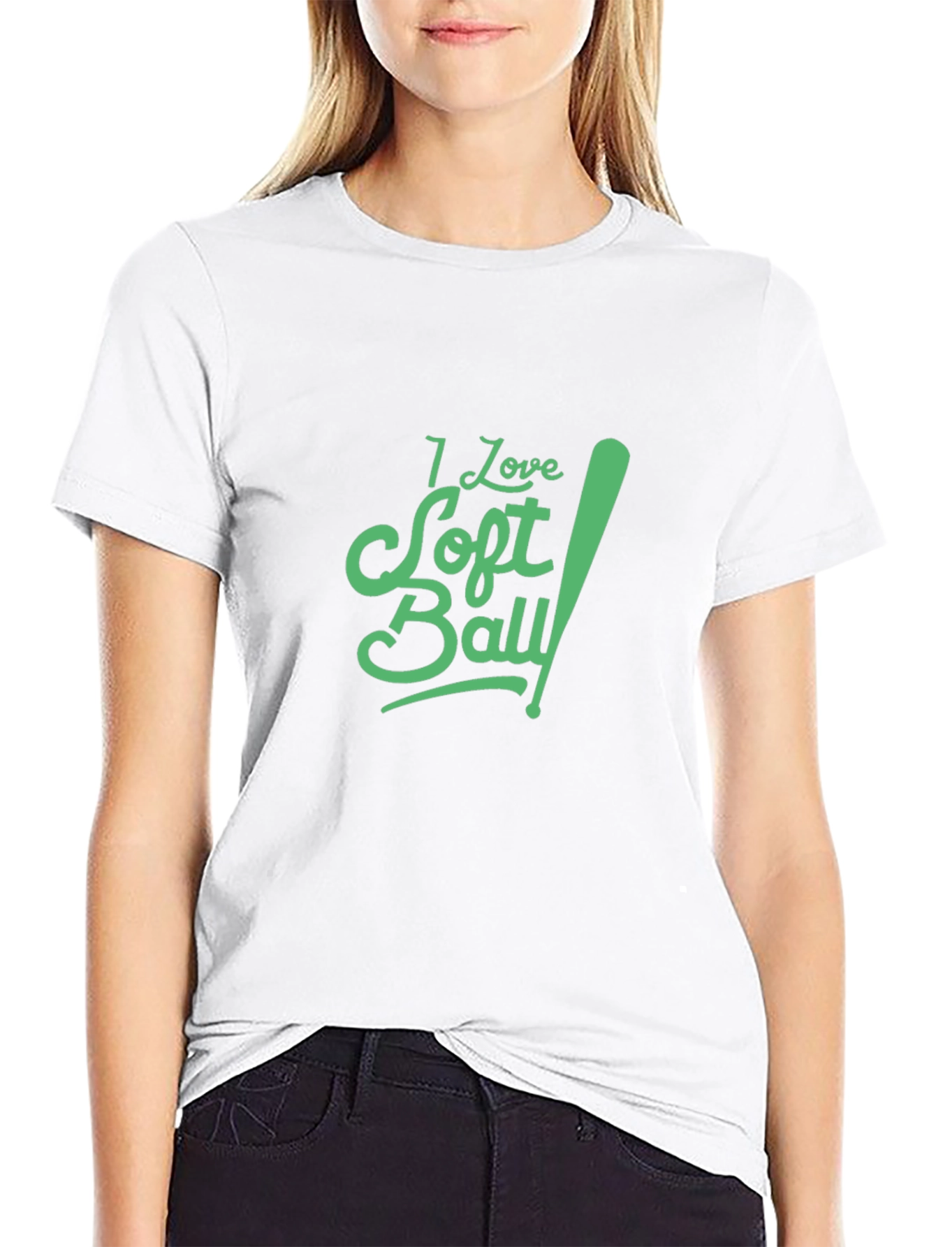I Love Softball Graphic Tee - Black Cotton T-Shirt