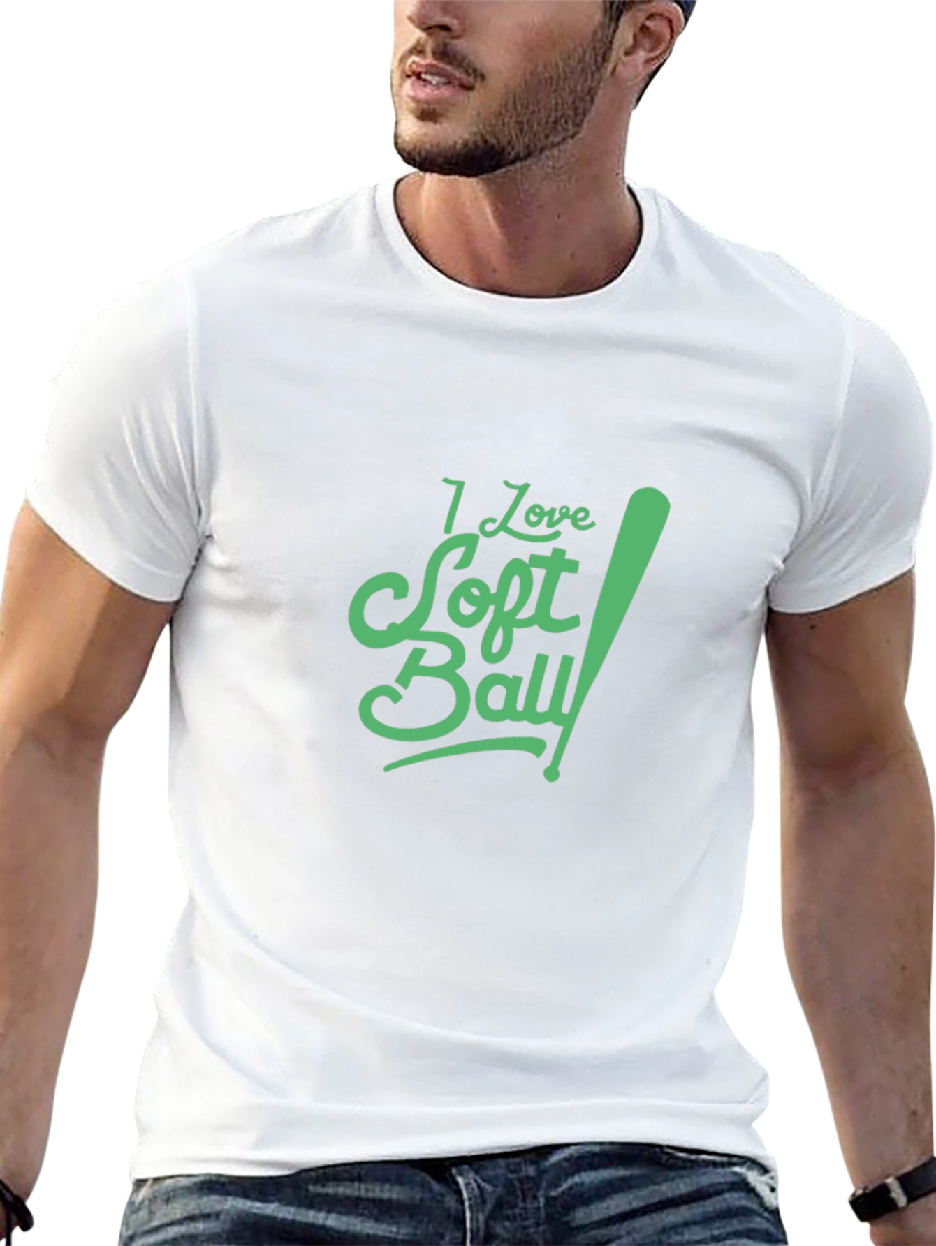 I Love Softball Graphic Tee - Black Cotton T-Shirt