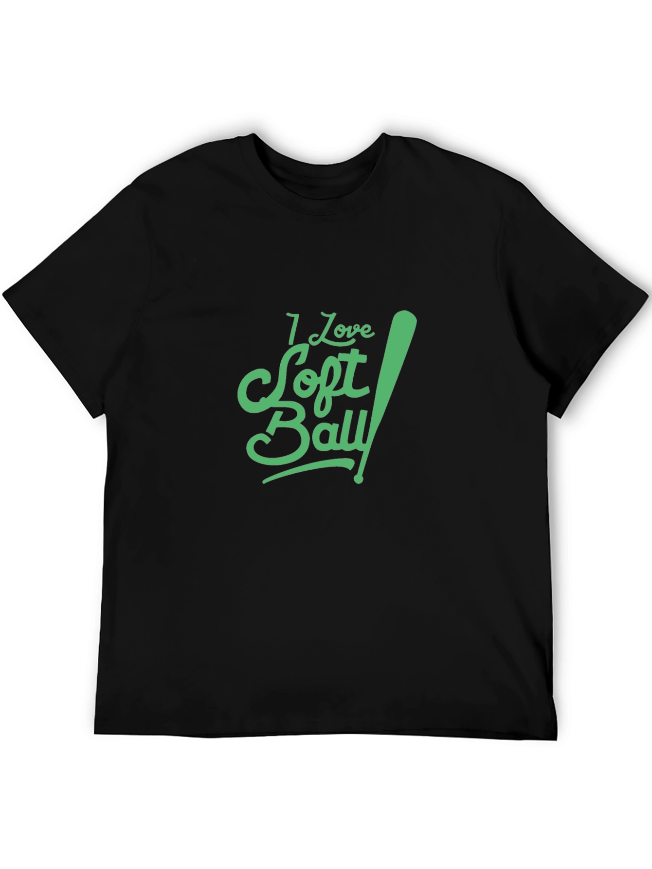 I Love Softball Graphic Tee - Black Cotton T-Shirt