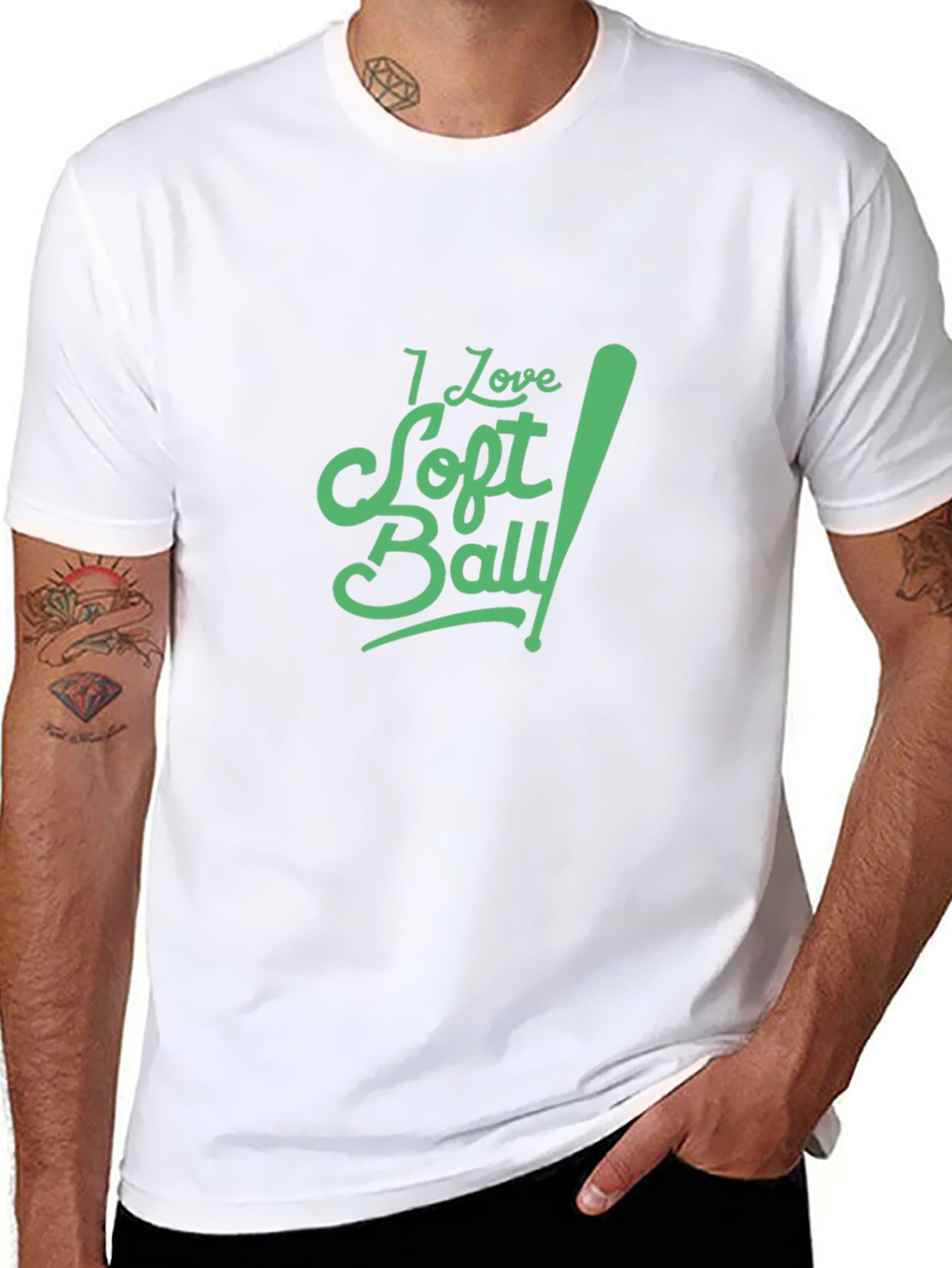 I Love Softball Graphic Tee - Black Cotton T-Shirt