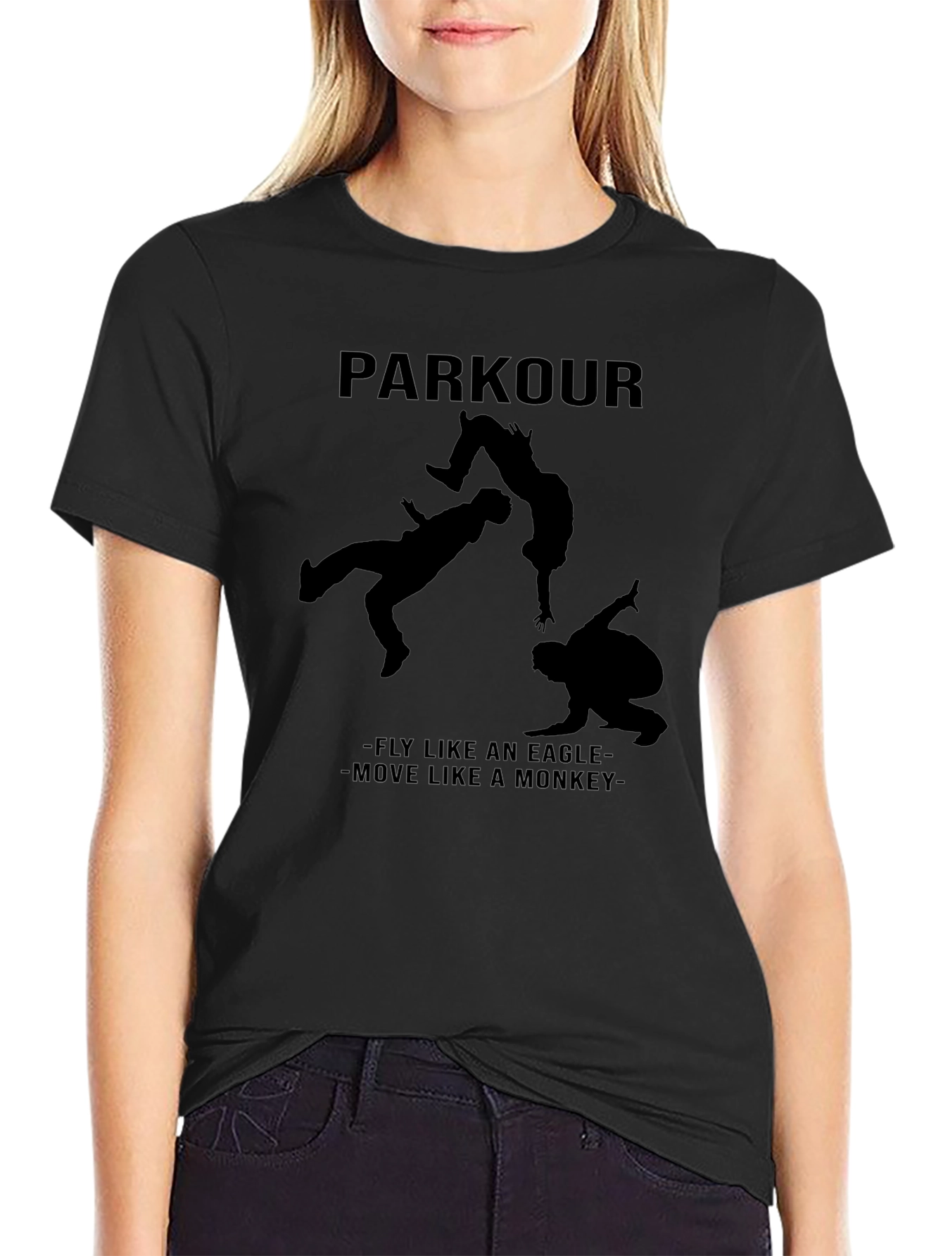 Parkour Silhouette Graphic Black T-Shirt