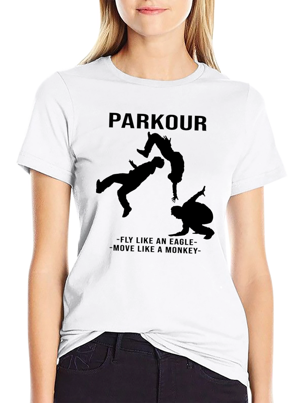 Parkour Silhouette Graphic Black T-Shirt