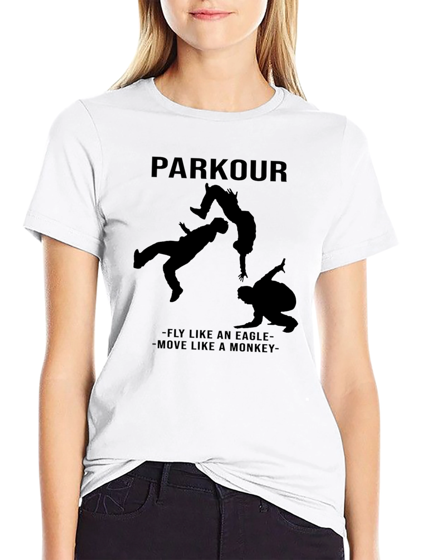 Parkour Silhouette Graphic Black T-Shirt