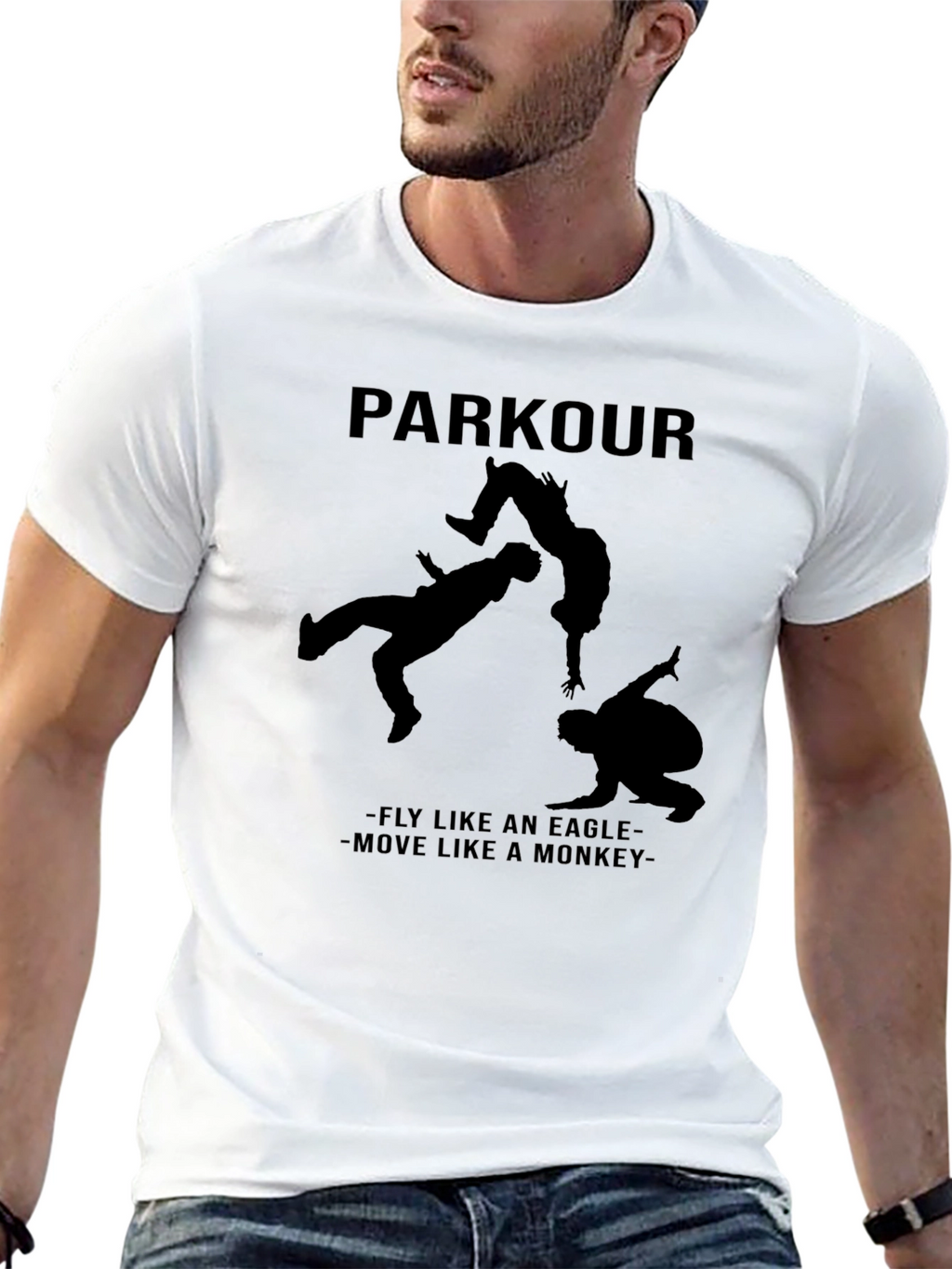 Parkour Silhouette Graphic Black T-Shirt