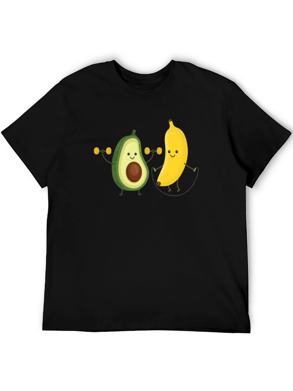 Funny Avocado Banana Workout Black T-Shirt