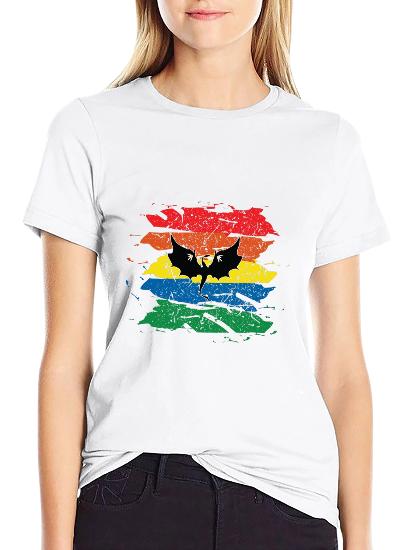 Rainbow Bat Graphic Tee - Mens Black T-Shirt