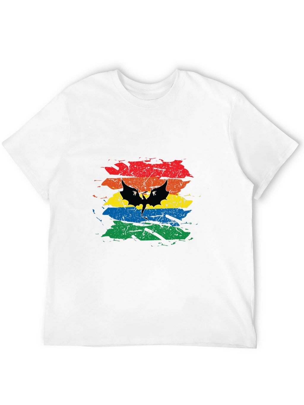 Rainbow Bat Graphic Tee - Mens Black T-Shirt