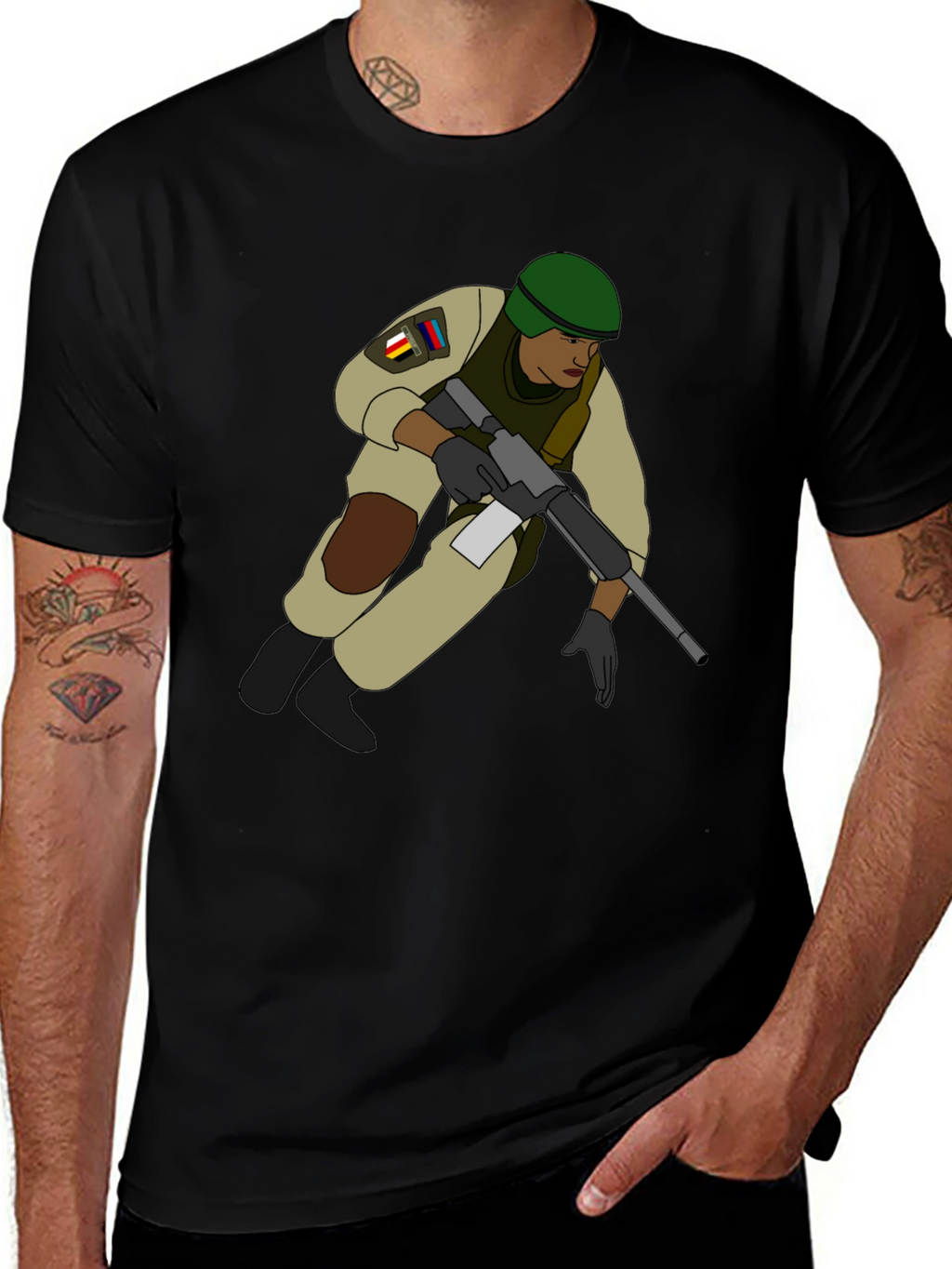 Soldier Graphic T-Shirt - Black