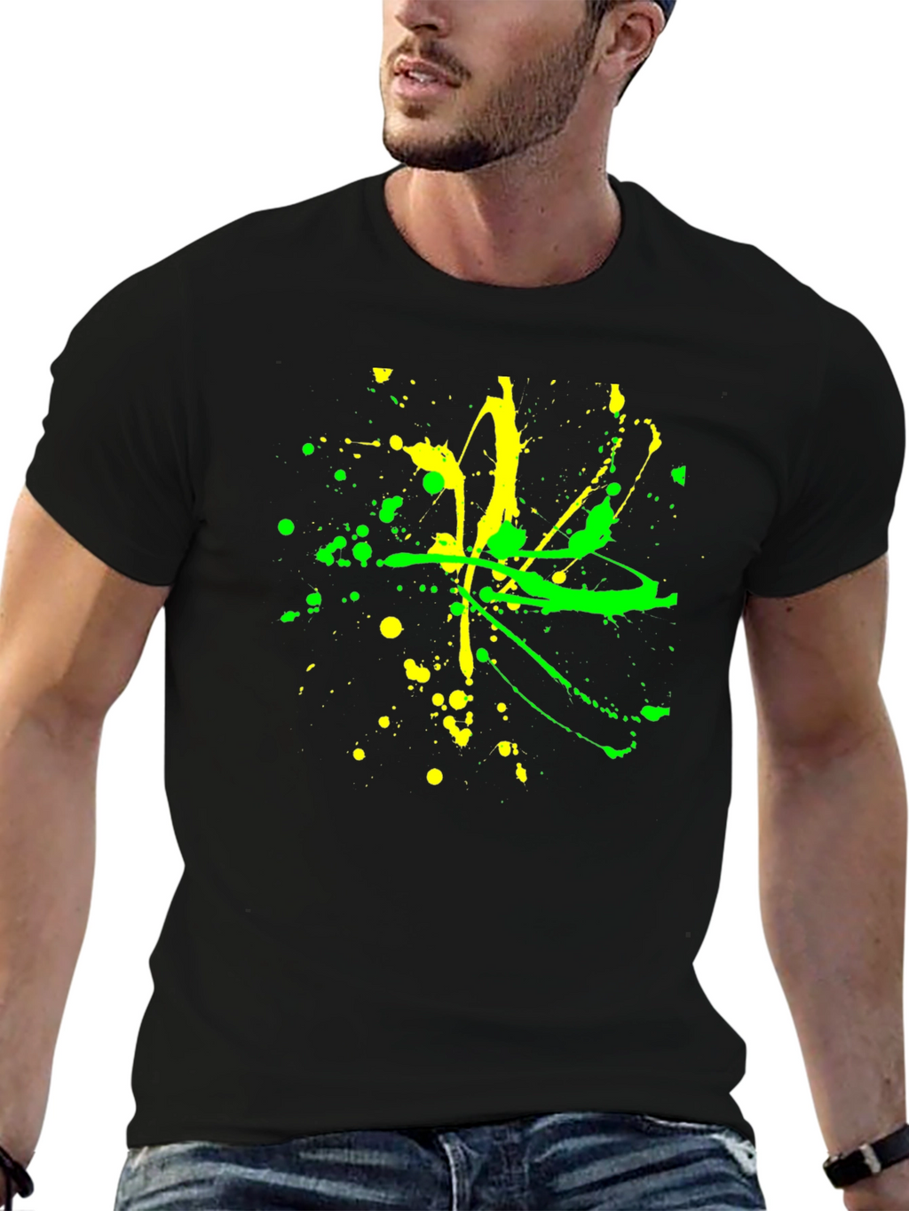 Abstract Splatter Graphic Black T-Shirt