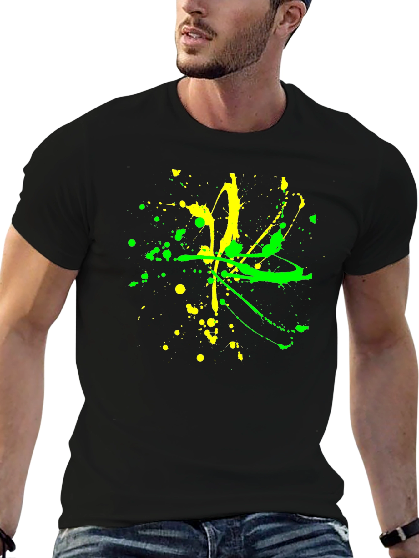 Abstract Splatter Graphic Black T-Shirt