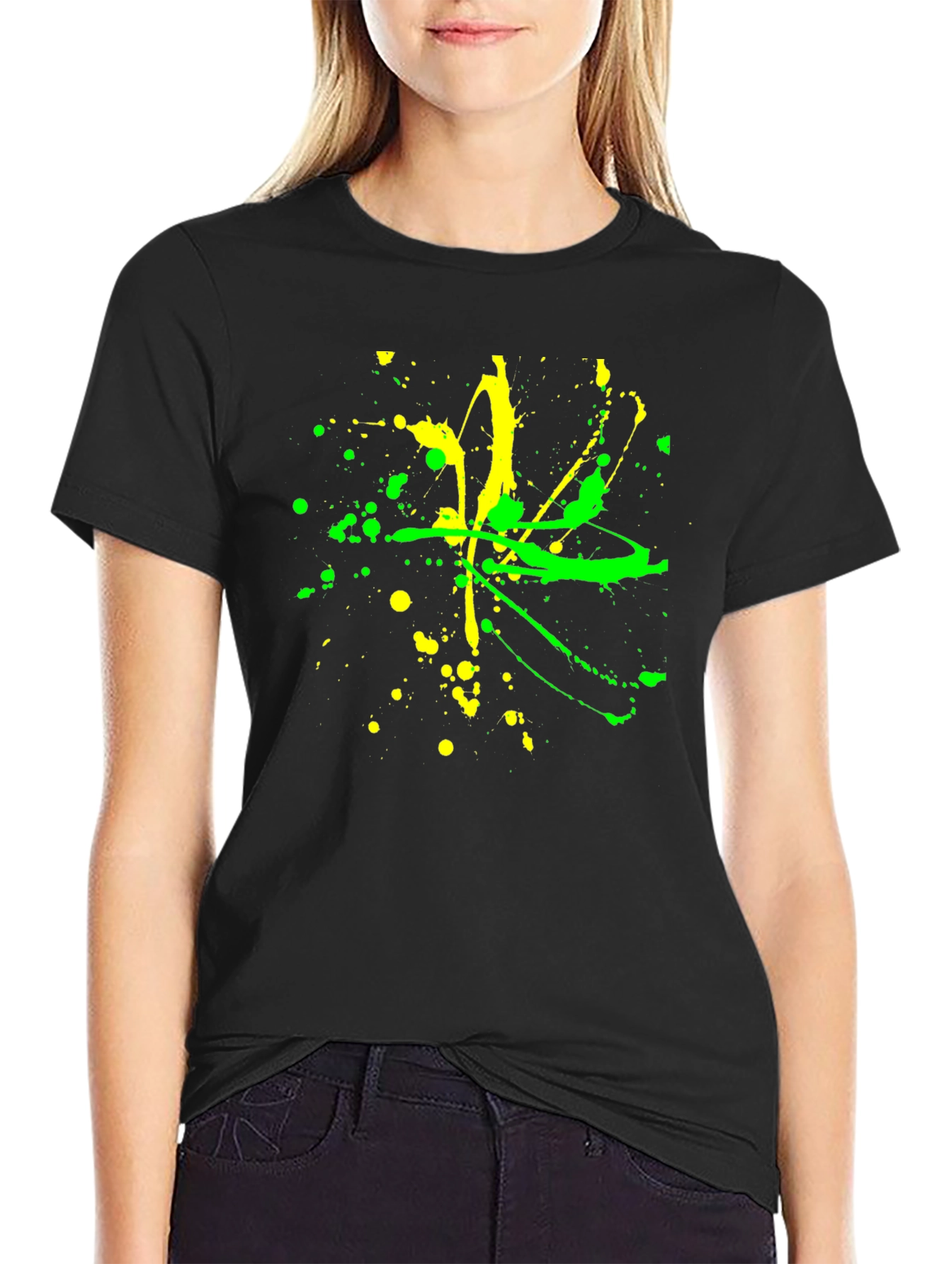 Abstract Splatter Graphic Black T-Shirt
