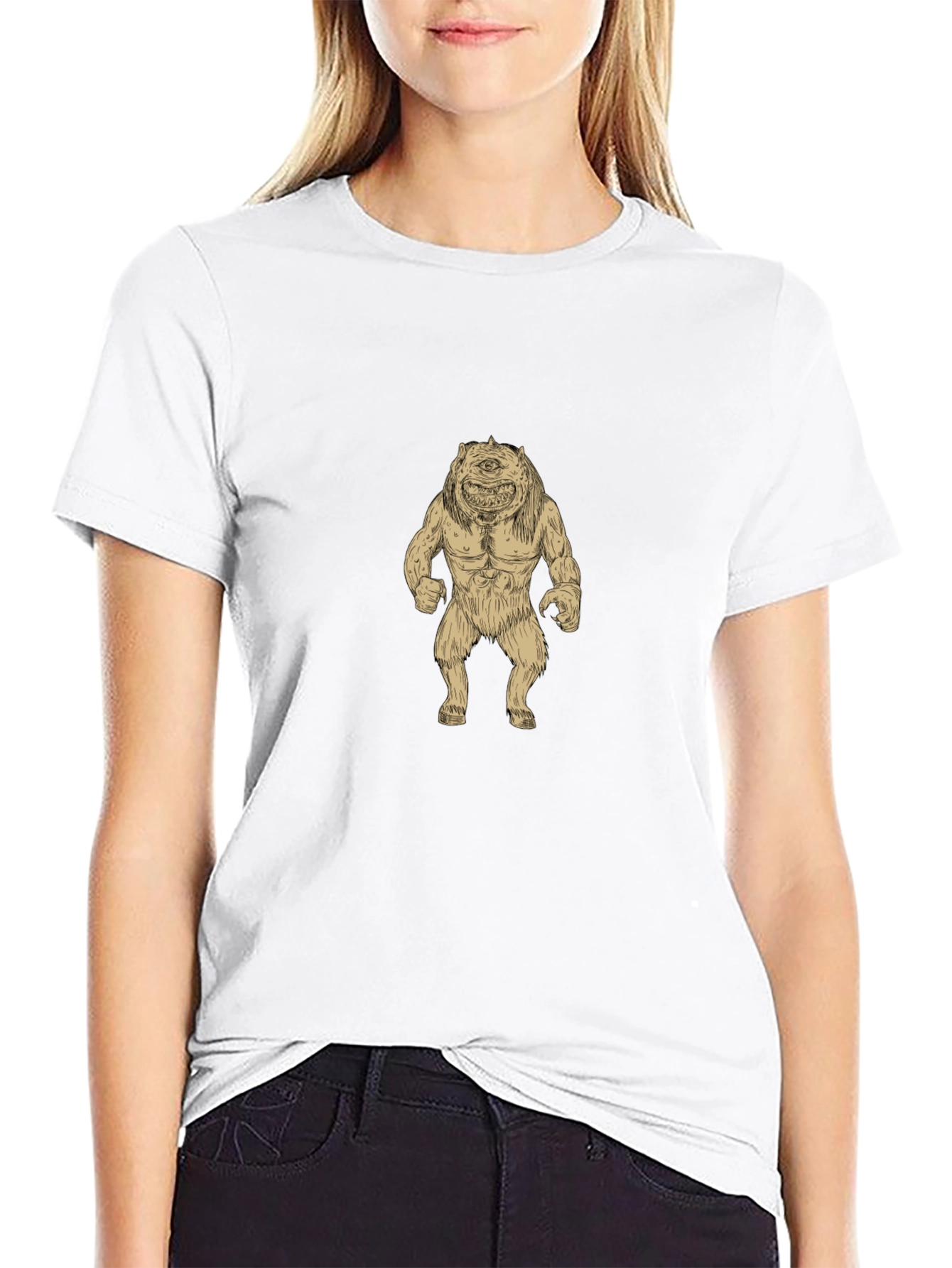 Monster Graphic Print Black Tee
