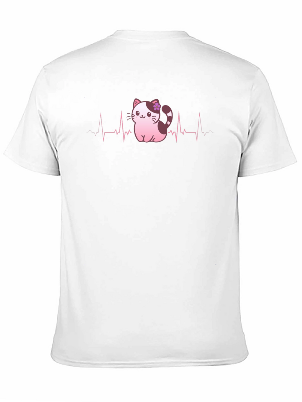 Cute Cat Heartbeat T-Shirt - Black