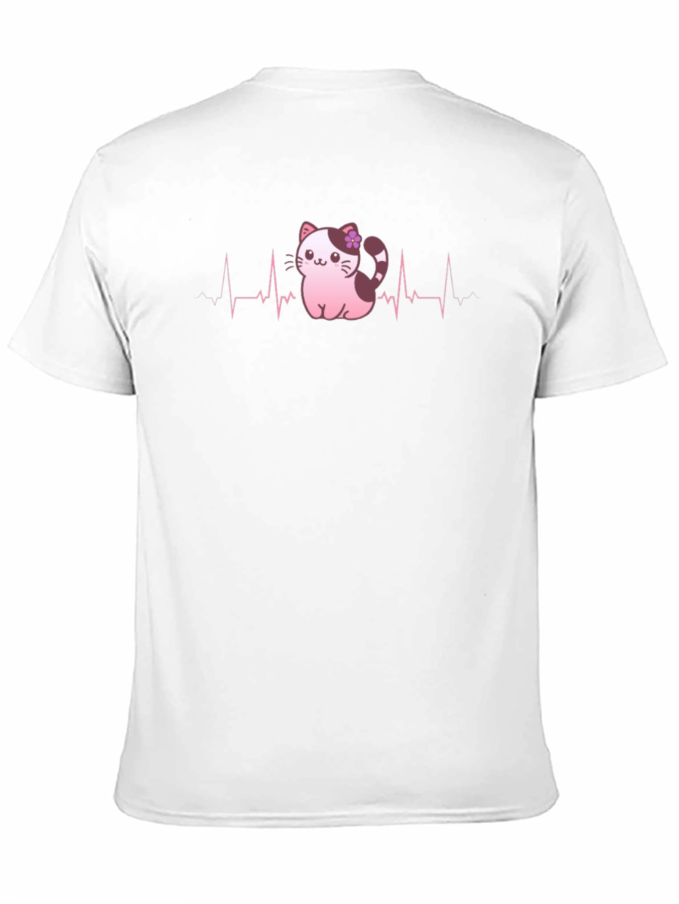 Cute Cat Heartbeat T-Shirt - Black