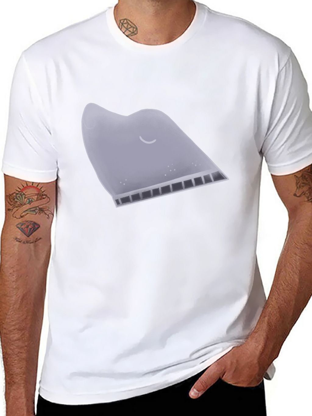 Mens Black Tee - Sleepy Teabag Design