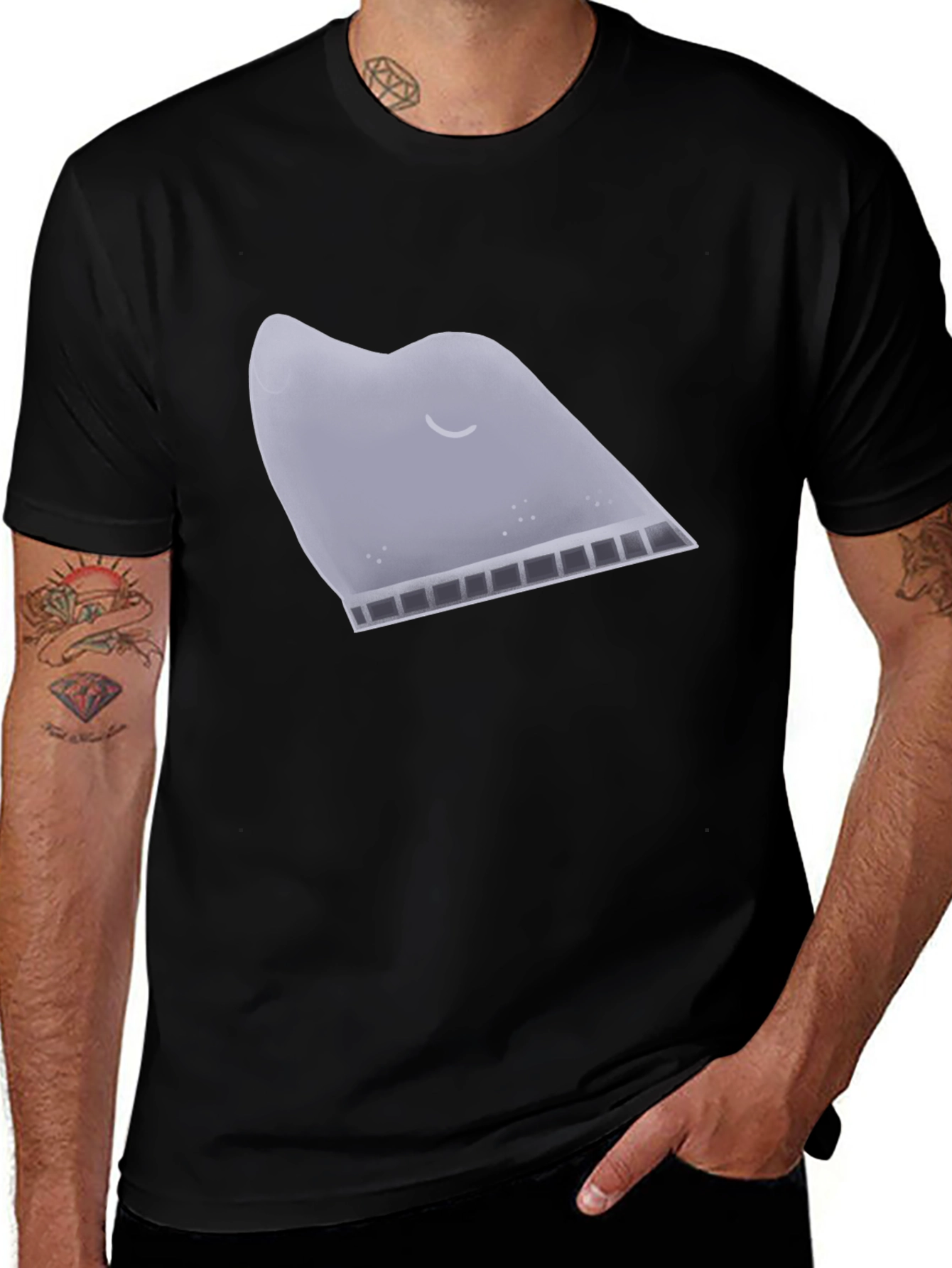 Mens Black Tee - Sleepy Teabag Design