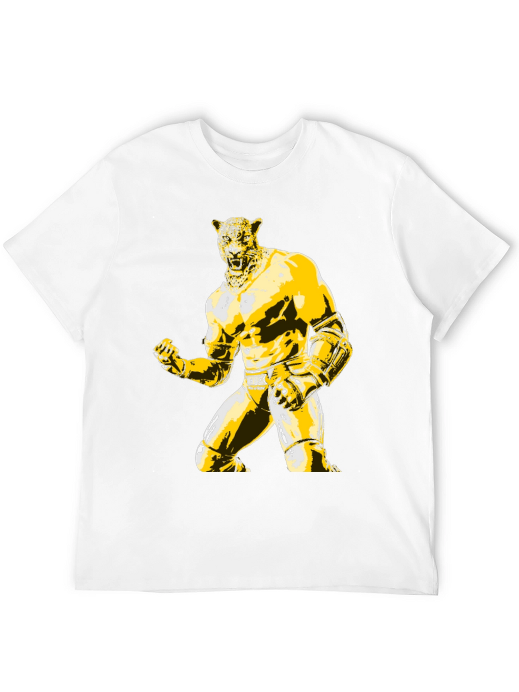 Mens Black T-Shirt with Jaguar Luchador Graphic