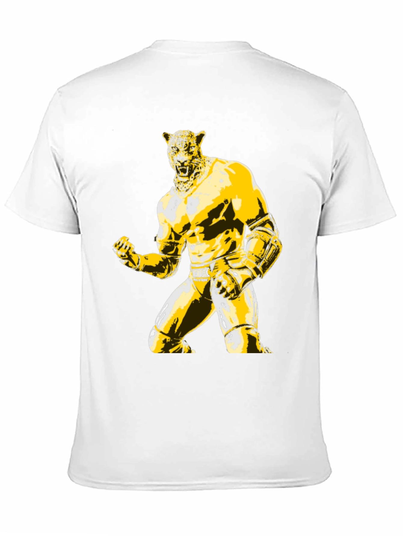 Mens Black T-Shirt with Jaguar Luchador Graphic