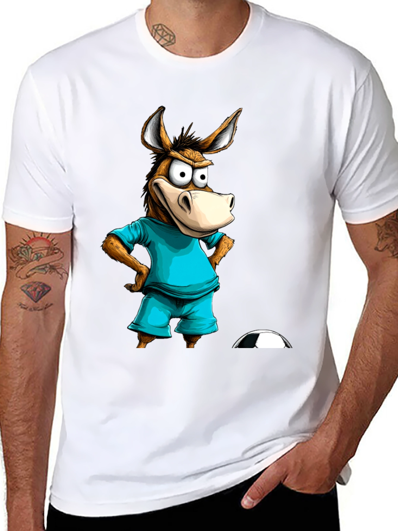 Funny Donkey Soccer T-Shirt - Cartoon Animal Tee