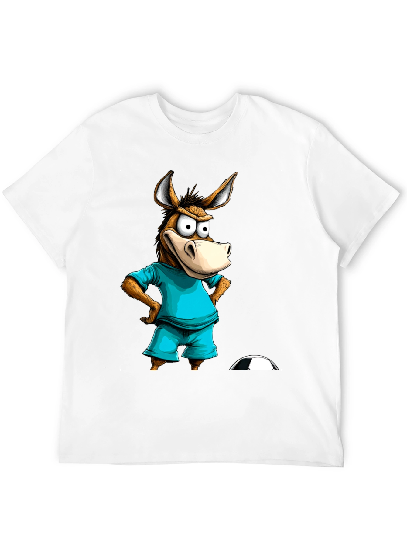 Funny Donkey Soccer T-Shirt - Cartoon Animal Tee